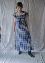 1970’s "OOPS" Seersucker Maxi Dress / “OOPS”泡泡紗格紋長裙
