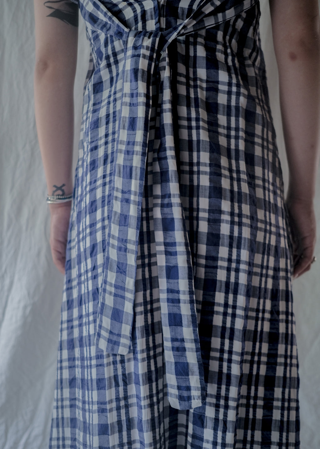 1970’s "OOPS" Seersucker Maxi Dress / “OOPS”泡泡紗格紋長裙