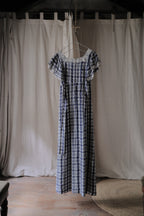 1970’s "OOPS" Seersucker Maxi Dress / “OOPS”泡泡紗格紋長裙