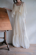 1970's Angel Sleeve Gauze Maxi Dress / 天使袖薄紗長裙