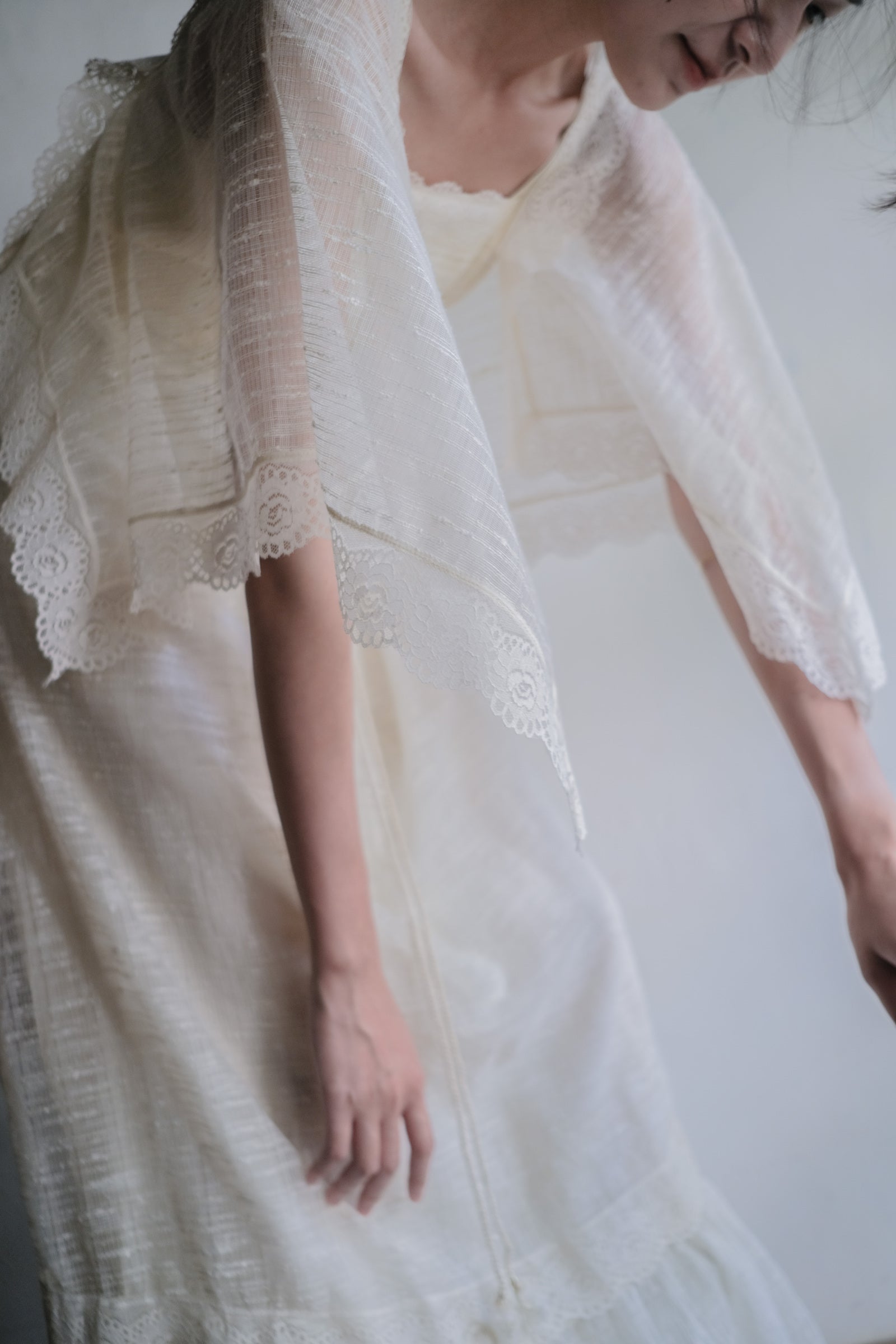1970's Angel Sleeve Gauze Maxi Dress / 天使袖薄紗長裙