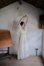 1970's Angel Sleeve Gauze Maxi Dress / 天使袖薄紗長裙