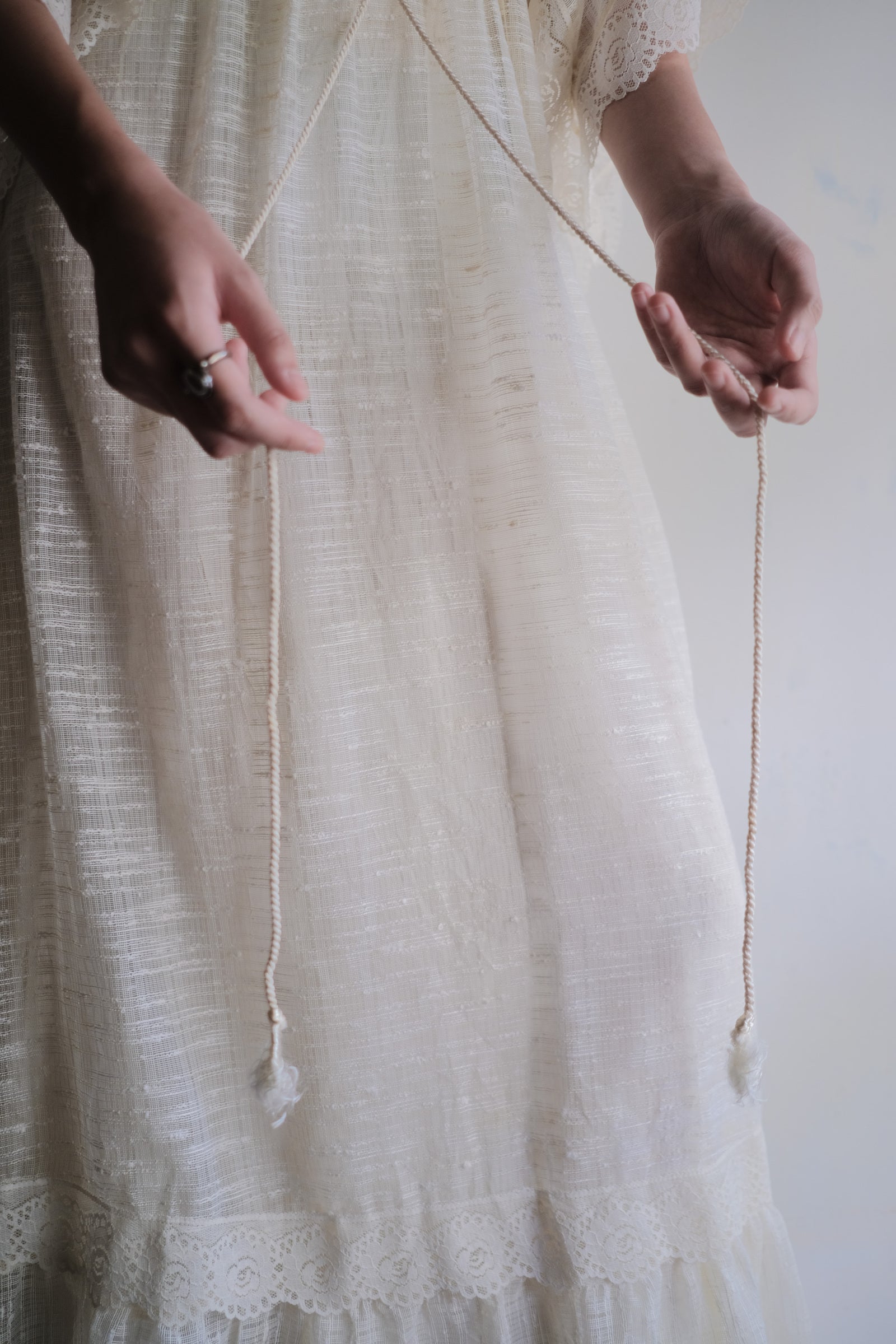 1970's Angel Sleeve Gauze Maxi Dress / 天使袖薄紗長裙