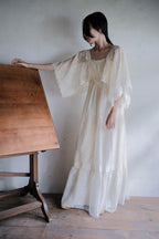1970's Angel Sleeve Gauze Maxi Dress / 天使袖薄紗長裙