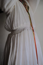 1970's Gauze Maxi Dress / 拼接緞帶透膚薄紗長裙