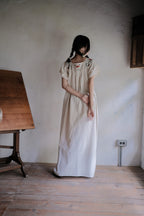 Vintage Mexican Pueblo Raw Cotton Maxi Dress / Mexican Embroidered Maxi Dress