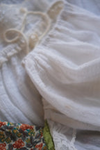 1970's Gauze Maxi Dress / 拼接緞帶透膚薄紗長裙