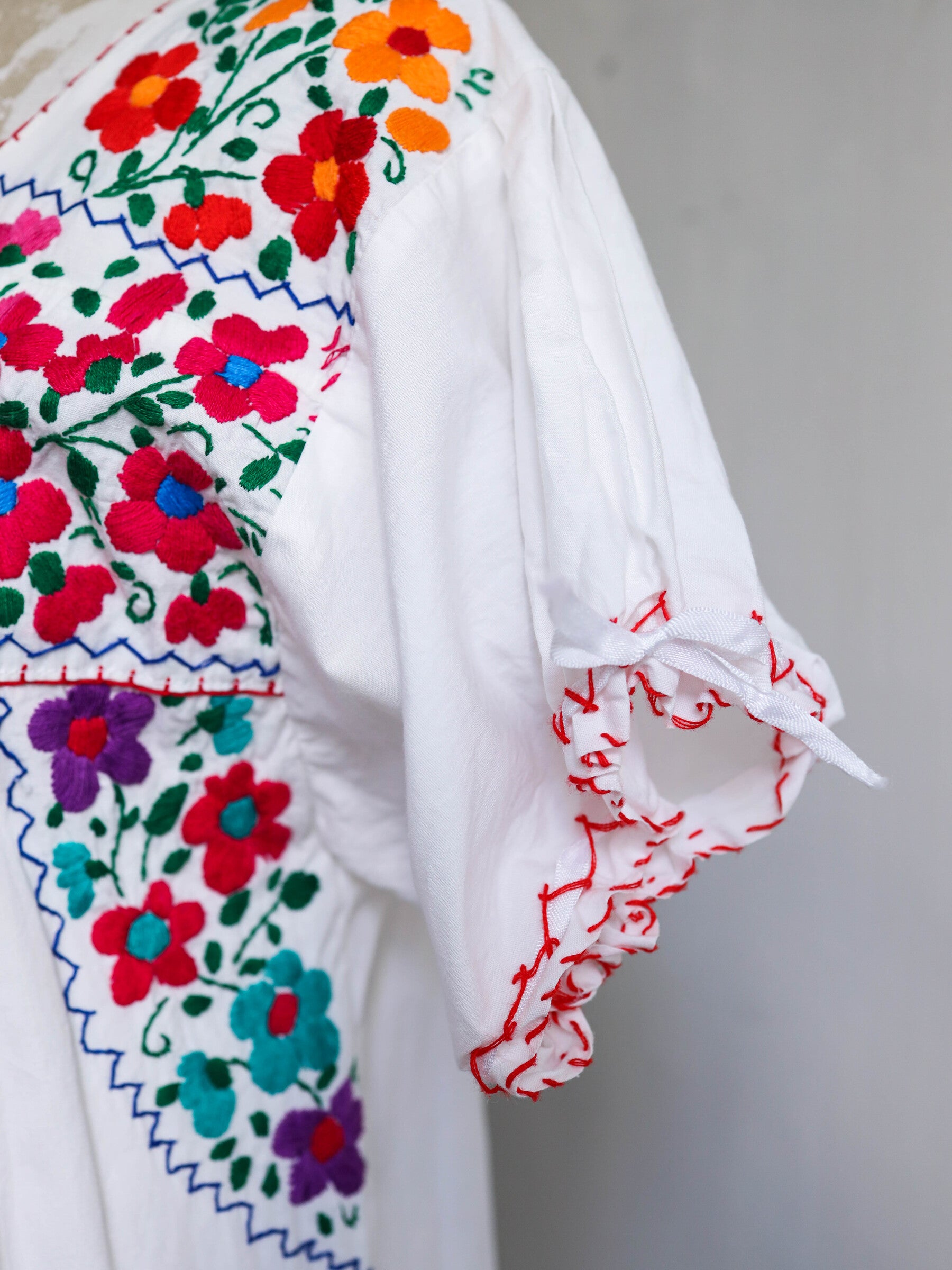 Mexican Pueblo Embroidered Folk Maxi Dress
