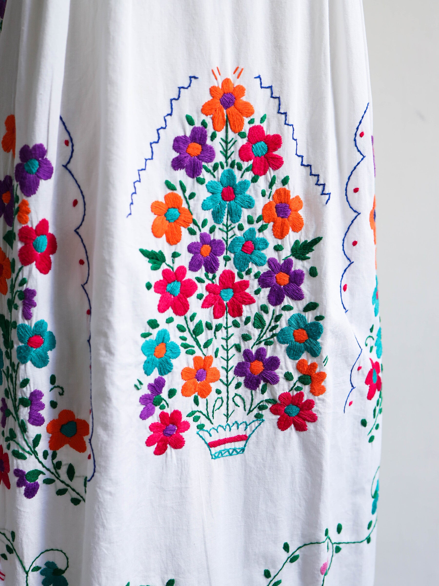 Mexican Pueblo Embroidered Folk Maxi Dress