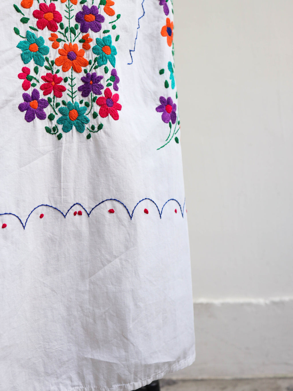 Mexican Pueblo Embroidered Folk Maxi Dress