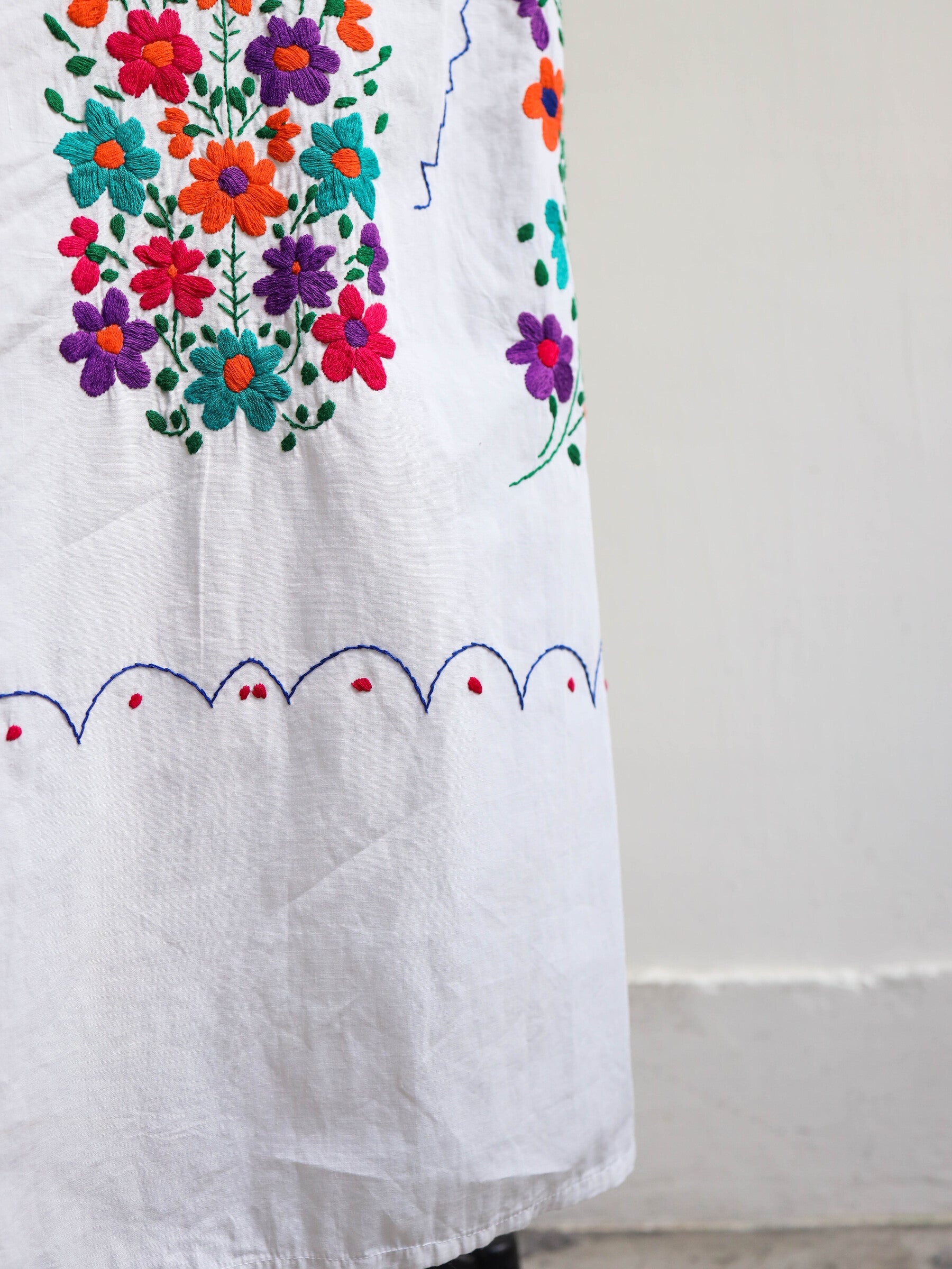 Mexican Pueblo Embroidered Folk Maxi Dress