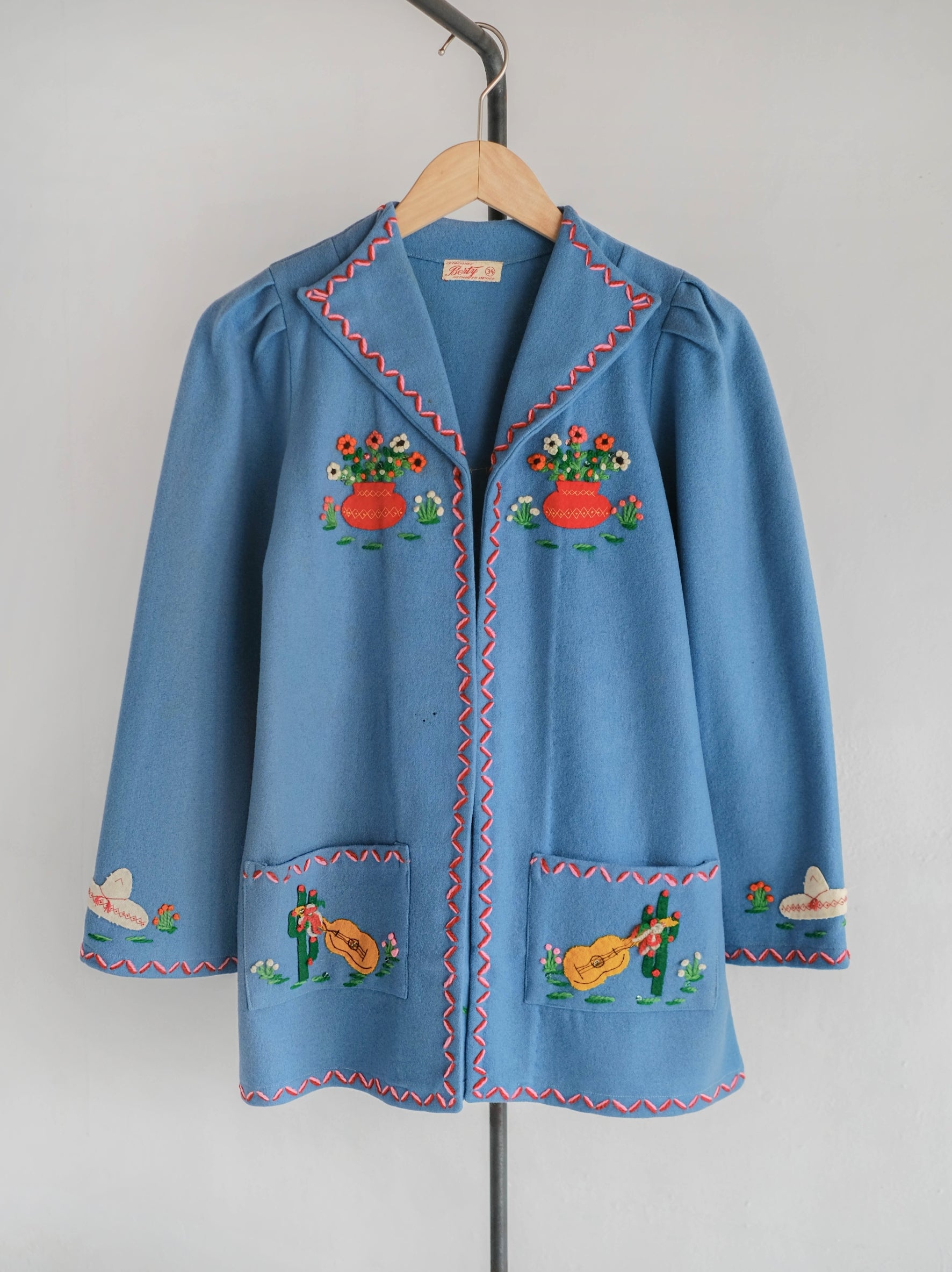 1940's Berty Mexican Embroidered  Wool Souvenir Jacket / Berty 墨西哥刺繡羊毛紀念夾克
