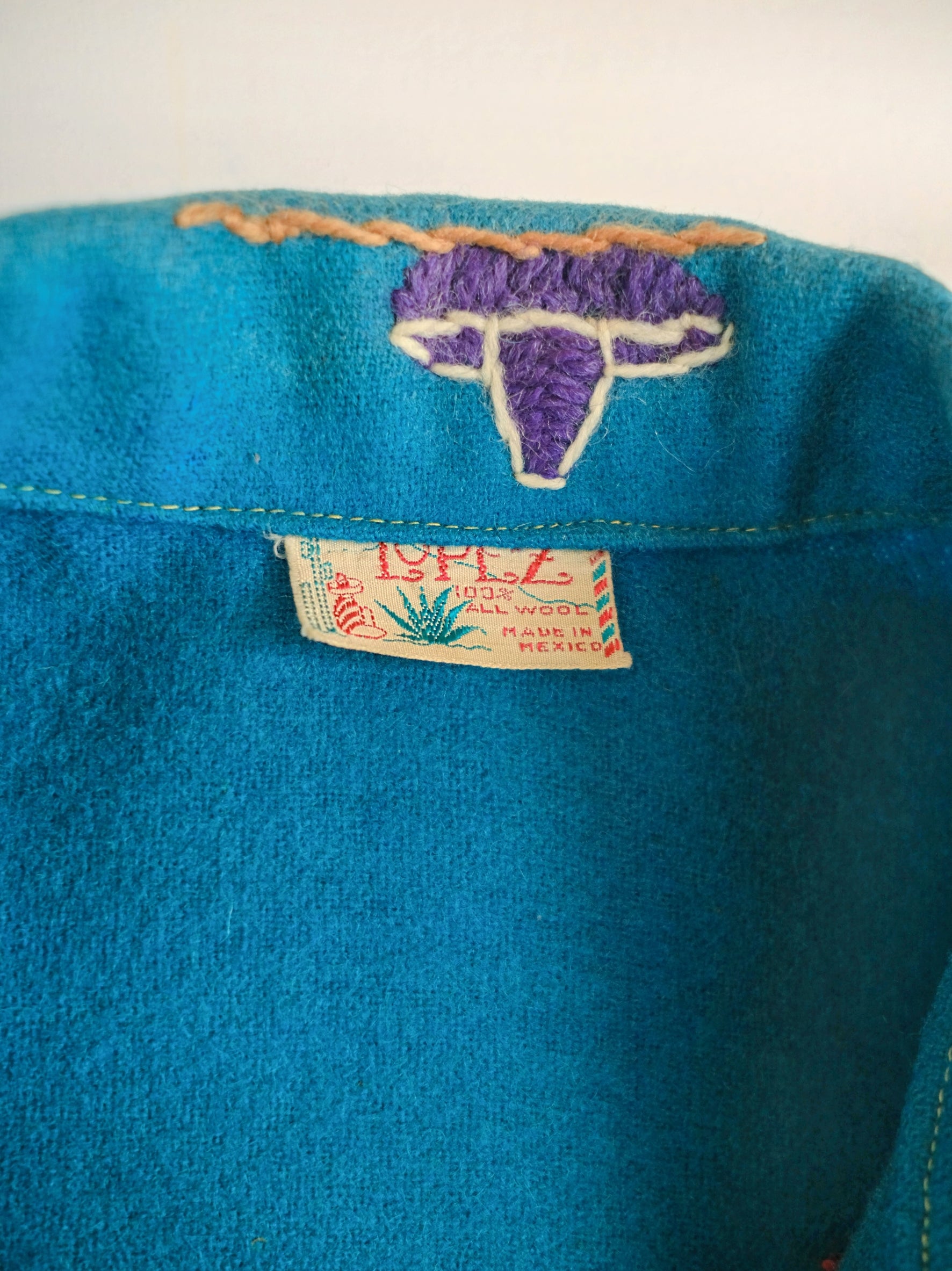 1950's LOPEZ Mexican Embroidered  Wool Souvenir Jacket / LOPEZ墨西哥刺繡羊毛紀念夾克