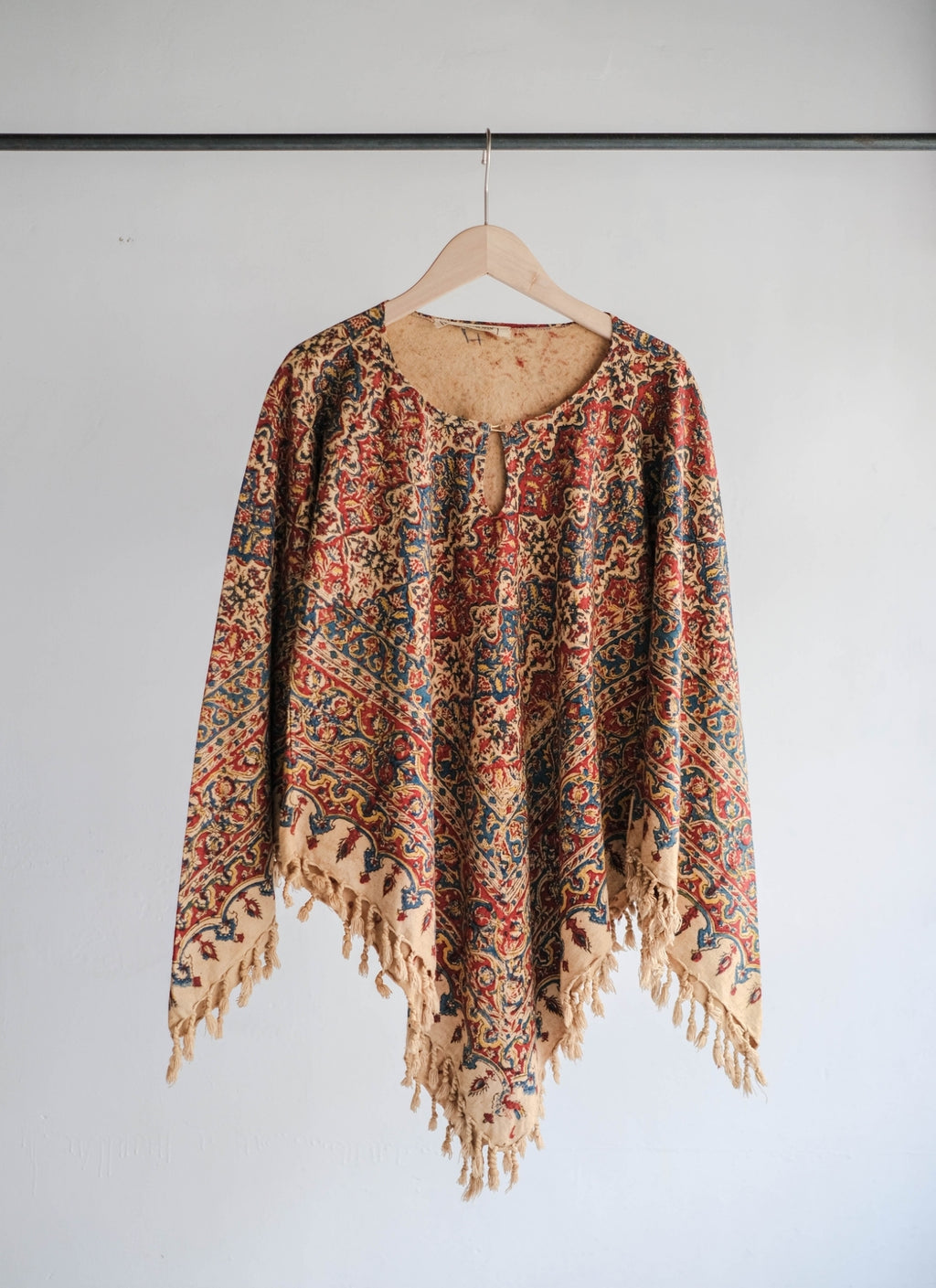 1960-70's Persian / Iranian Block Print Damask Pattern Folk Blouse