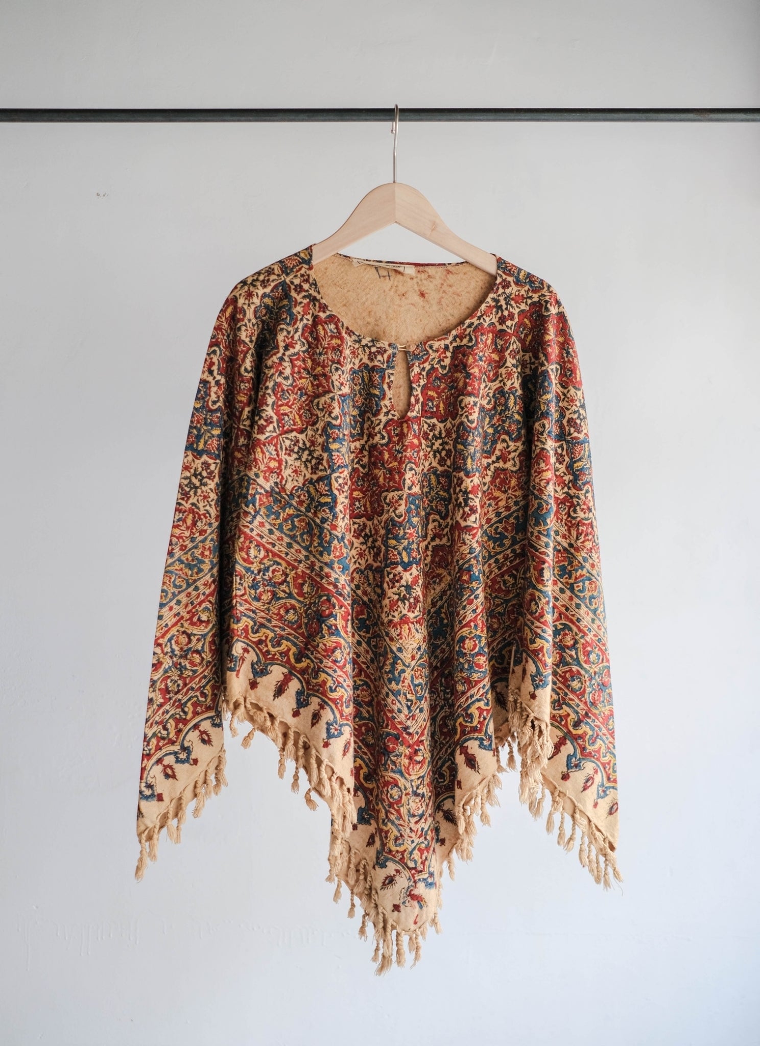 1960-70's Persian / Iranian Block Print Damask Pattern Folk Blouse