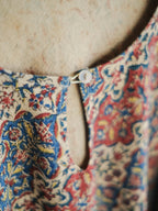 1960-70's Persian / Iranian Block Print Damask Pattern Folk Blouse