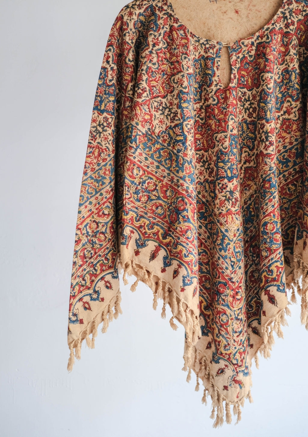 1960-70's Persian / Iranian Block Print Damask Pattern Folk Blouse