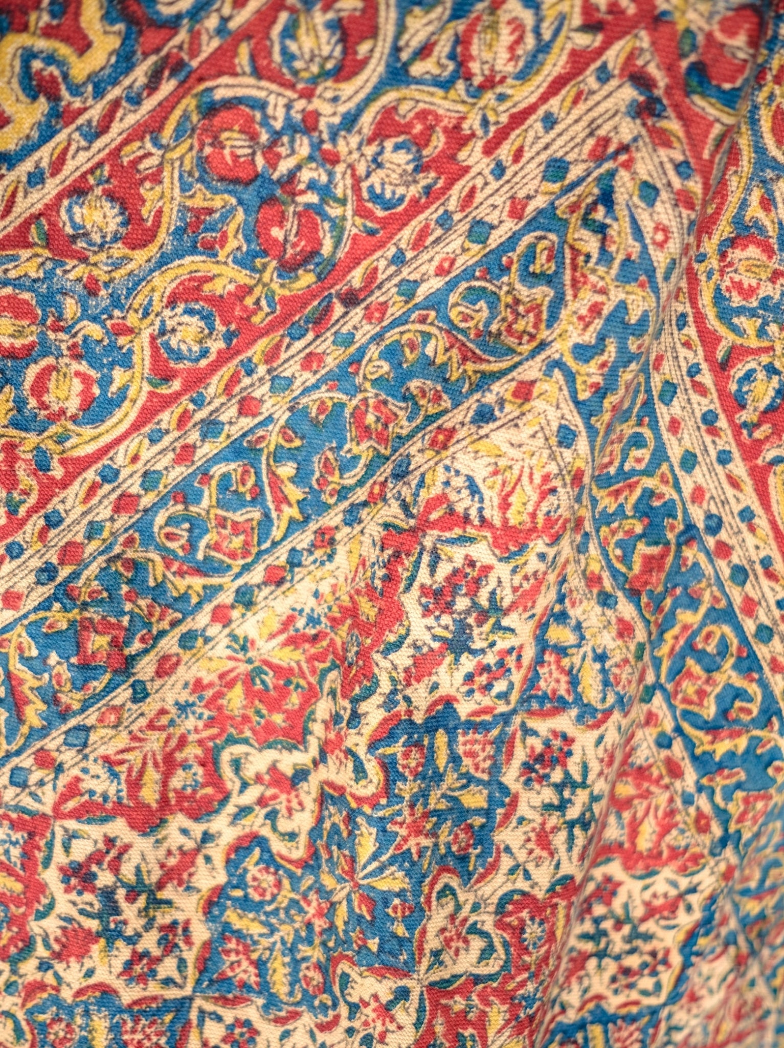1960-70's Persian / Iranian Block Print Damask Pattern Folk Blouse
