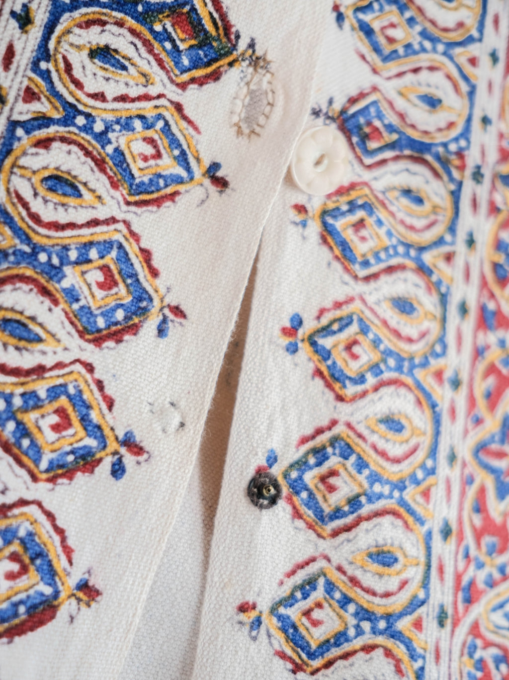 1960-70's Persian / Iranian Block Print Damask Pattern Folk Coat Persian hand-printed woven pattern totem ethnic coat