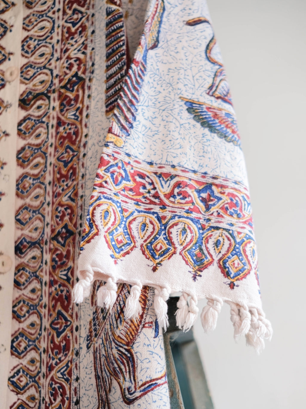 1960-70's Persian / Iranian Block Print Damask Pattern Folk Coat Persian hand-printed woven pattern totem ethnic coat