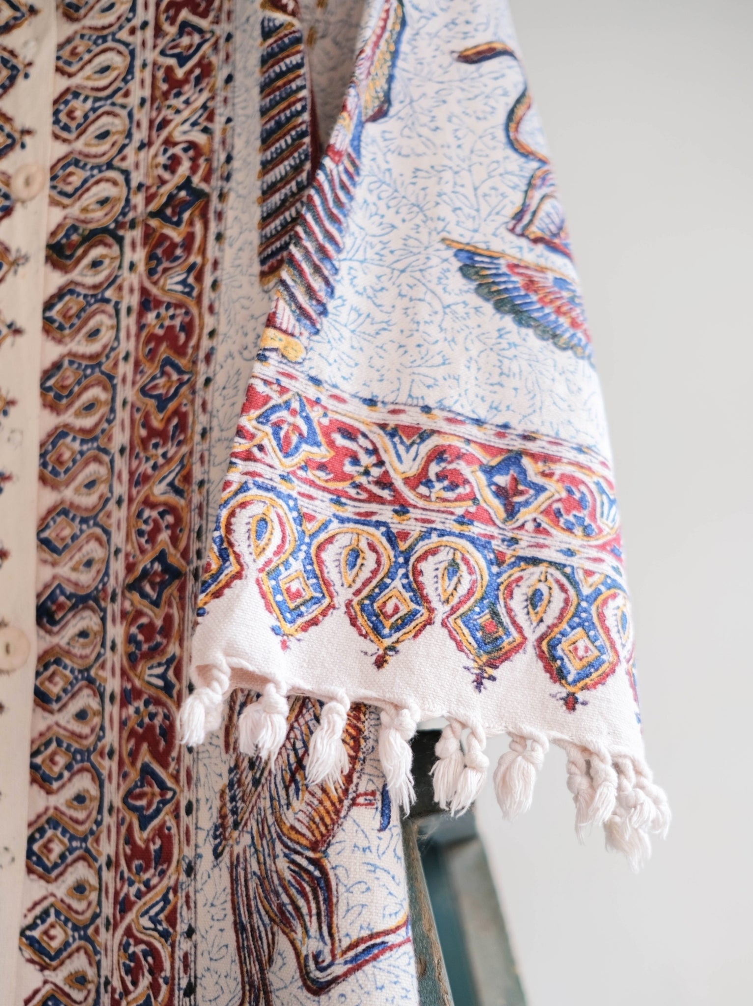 1960-70's Persian / Iranian Block Print Damask Pattern Folk Coat Persian hand-printed woven pattern totem ethnic coat