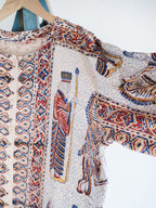 1960-70's Persian / Iranian Block Print Damask Pattern Folk Coat Persian hand-printed woven pattern totem ethnic coat