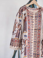 1960-70's Persian / Iranian Block Print Damask Pattern Folk Coat Persian hand-printed woven pattern totem ethnic coat