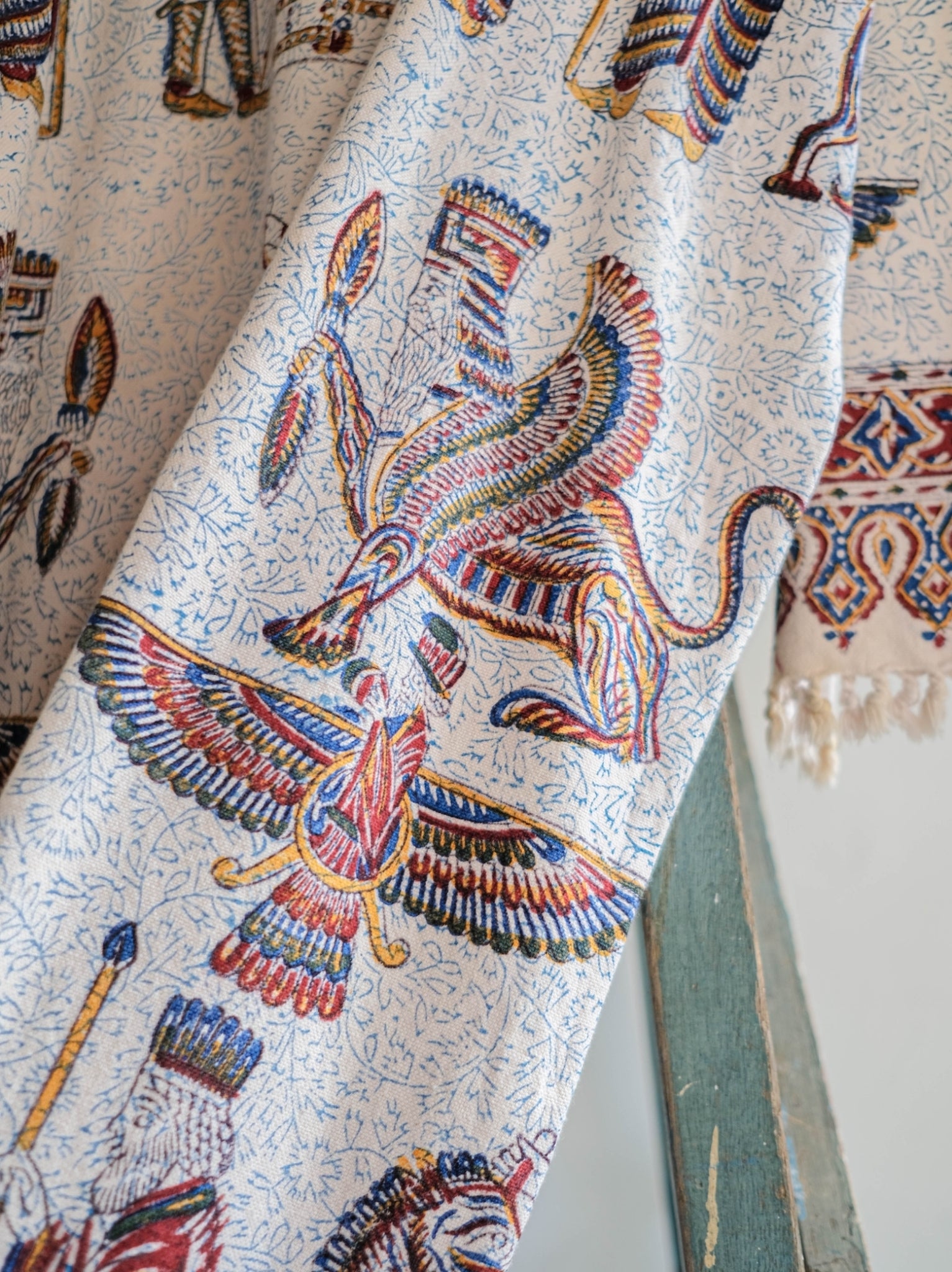 1960-70's Persian / Iranian Block Print Damask Pattern Folk Coat Persian hand-printed woven pattern totem ethnic coat