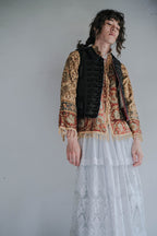 1960-70's Persian / Iranian Block Print Damask Pattern Folk Shirt   波斯手蓋印染織花圖騰民族罩衫