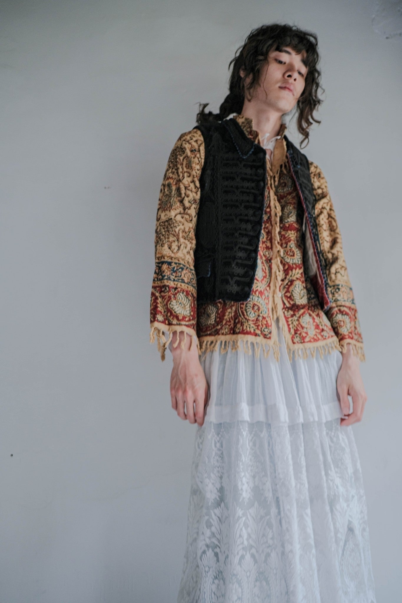 1960-70's Persian / Iranian Block Print Damask Pattern Folk Shirt   波斯手蓋印染織花圖騰民族罩衫