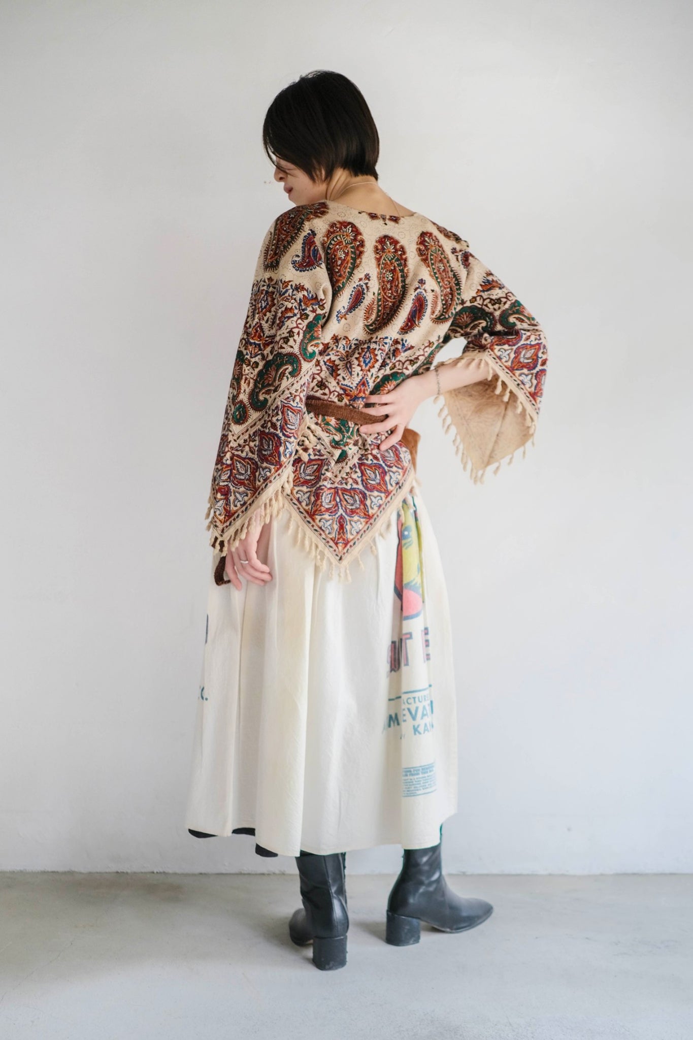 1960-70's Persian / Iranian Block Print Damask Pattern Folk Blouse   波斯手蓋印染織花圖騰民族罩衫