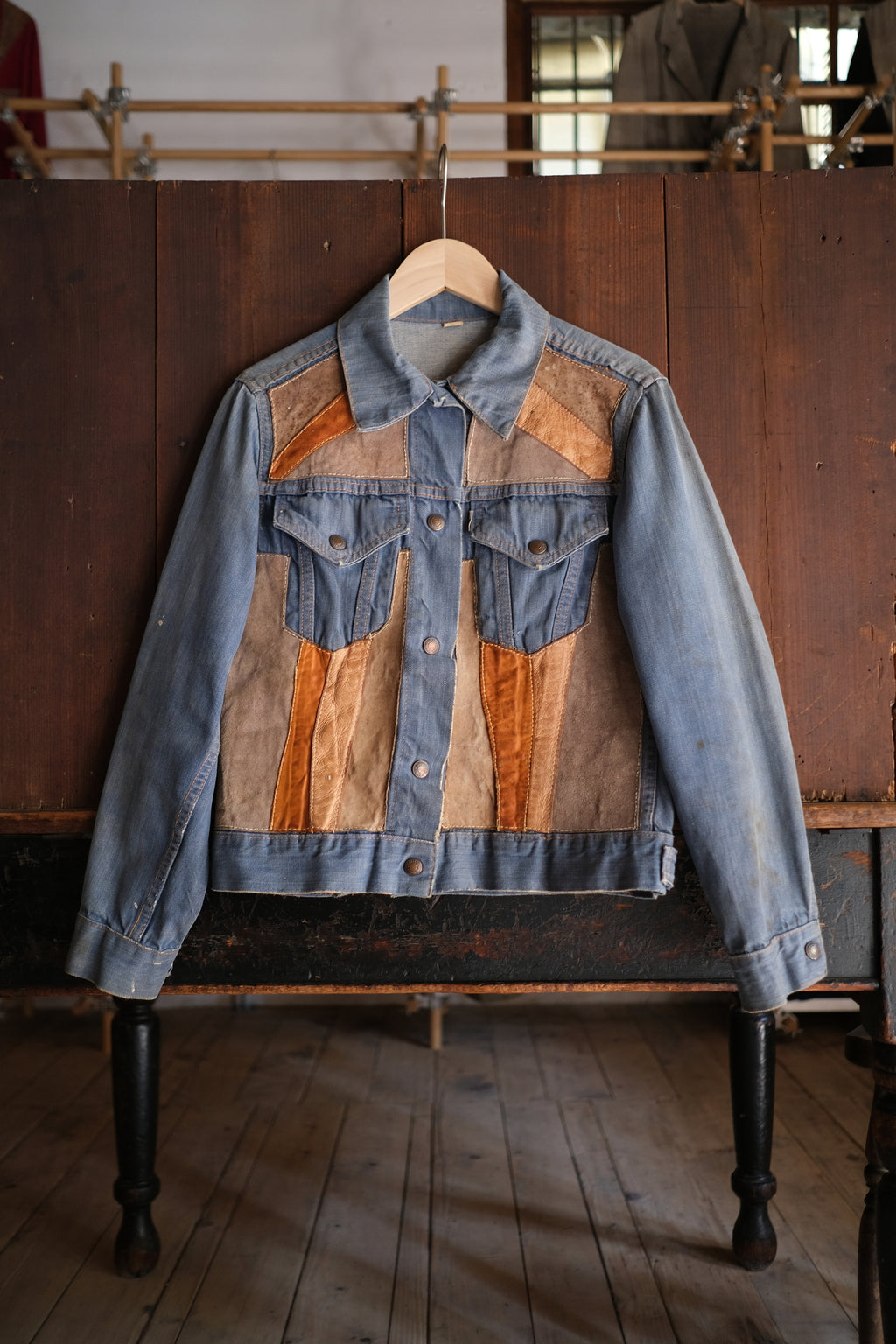 1970’s "LEVIS for Gals" Hippie Leather patched Denim Jacket / 嬉皮皮革拼接丹寧夾克