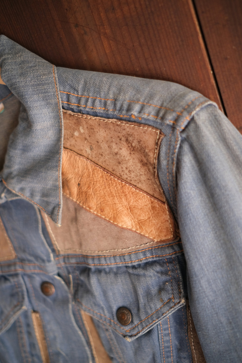 1970’s "LEVIS for Gals" Hippie Leather patched Denim Jacket / 嬉皮皮革拼接丹寧夾克