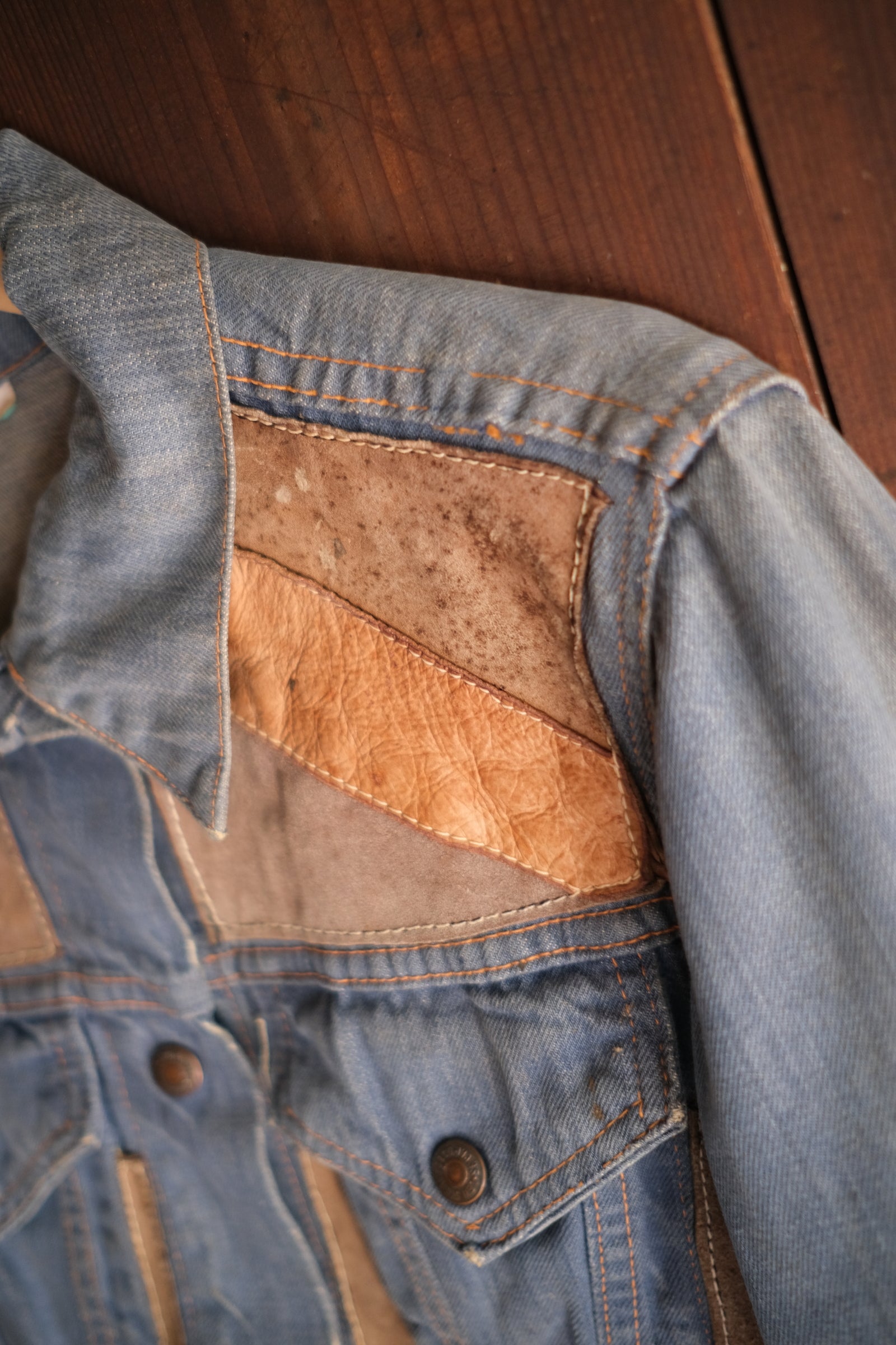 1970’s "LEVIS for Gals" Hippie Leather patched Denim Jacket / 嬉皮皮革拼接丹寧夾克