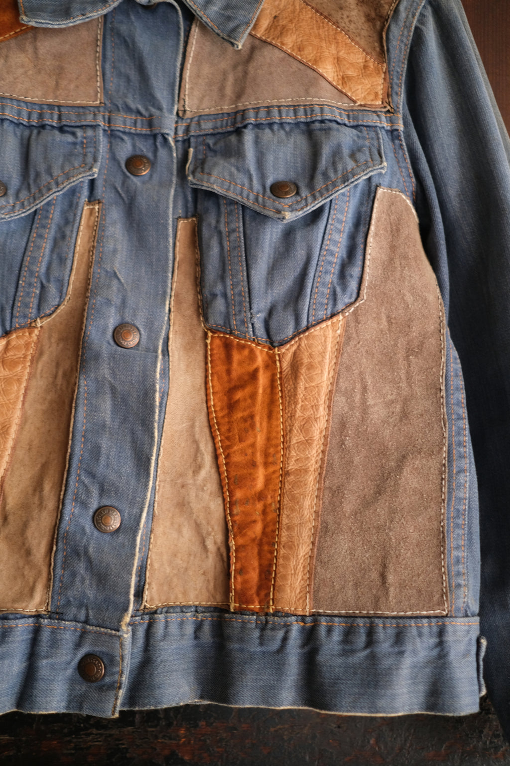 1970’s "LEVIS for Gals" Hippie Leather patched Denim Jacket / 嬉皮皮革拼接丹寧夾克