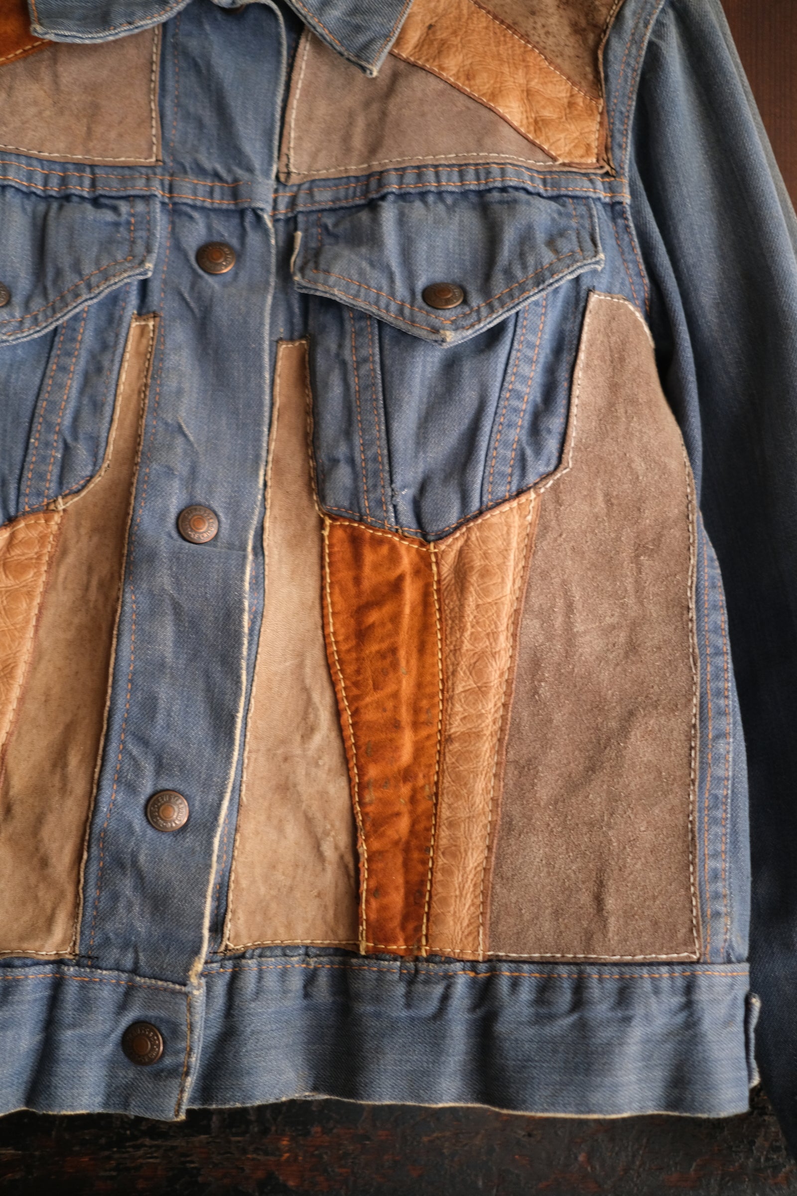 1970’s "LEVIS for Gals" Hippie Leather patched Denim Jacket / 嬉皮皮革拼接丹寧夾克