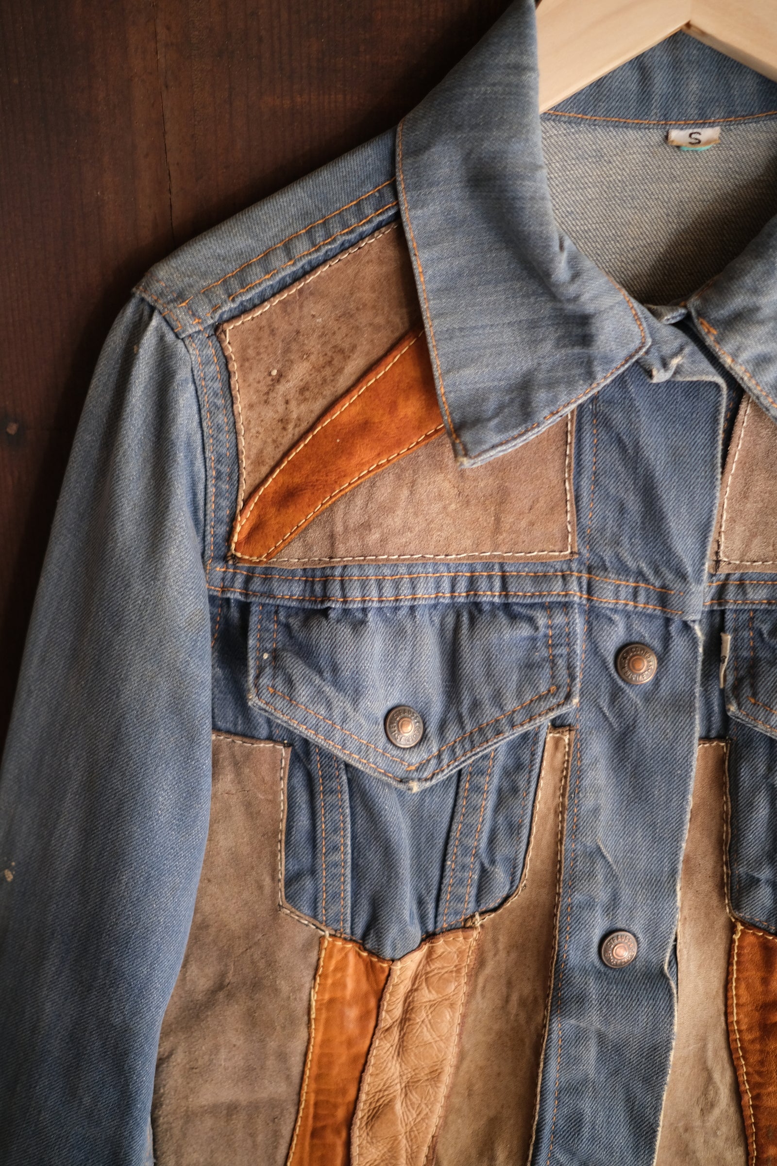 1970’s "LEVIS for Gals" Hippie Leather patched Denim Jacket / 嬉皮皮革拼接丹寧夾克