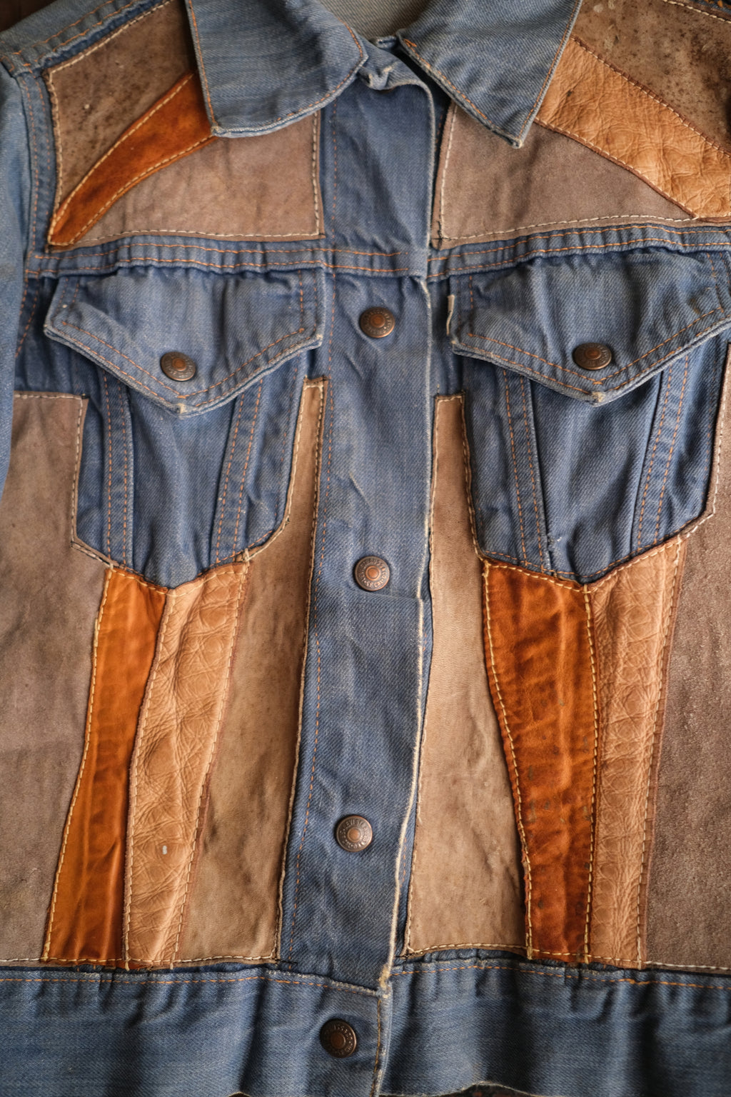 1970’s "LEVIS for Gals" Hippie Leather patched Denim Jacket / 嬉皮皮革拼接丹寧夾克
