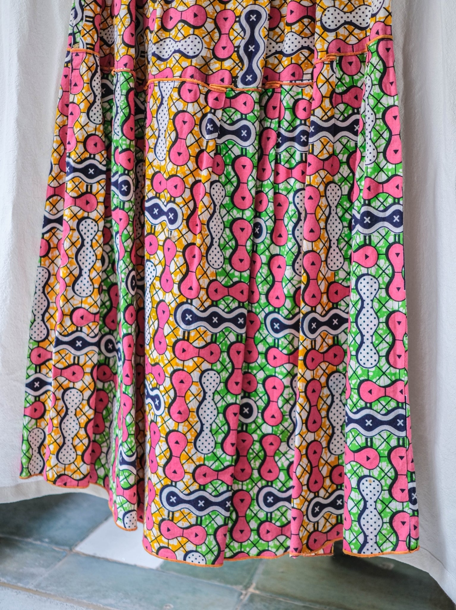 African Wax Print Empire Waist Maxi Dress / 非洲蠟染印花高腰長裙