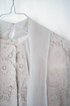 1970's Pleated Sleeve Lace Dress / 迷霧細摺袖蕾絲薄洋裝