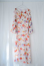 Vintage Butterfly Sleeves Sheer Dress / 蝴蝶袖蔬果透膚洋裝