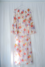 Vintage Butterfly Sleeves Sheer Dress / 蝴蝶袖蔬果透膚洋裝