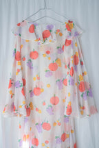 Vintage Butterfly Sleeves Sheer Dress / 蝴蝶袖蔬果透膚洋裝