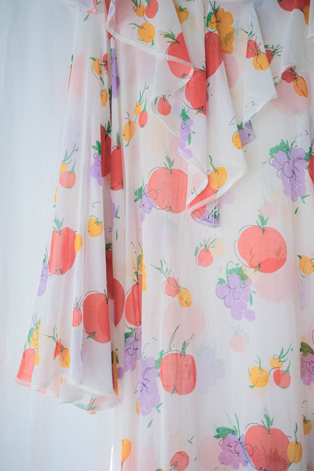 Vintage Butterfly Sleeves Sheer Dress / 蝴蝶袖蔬果透膚洋裝