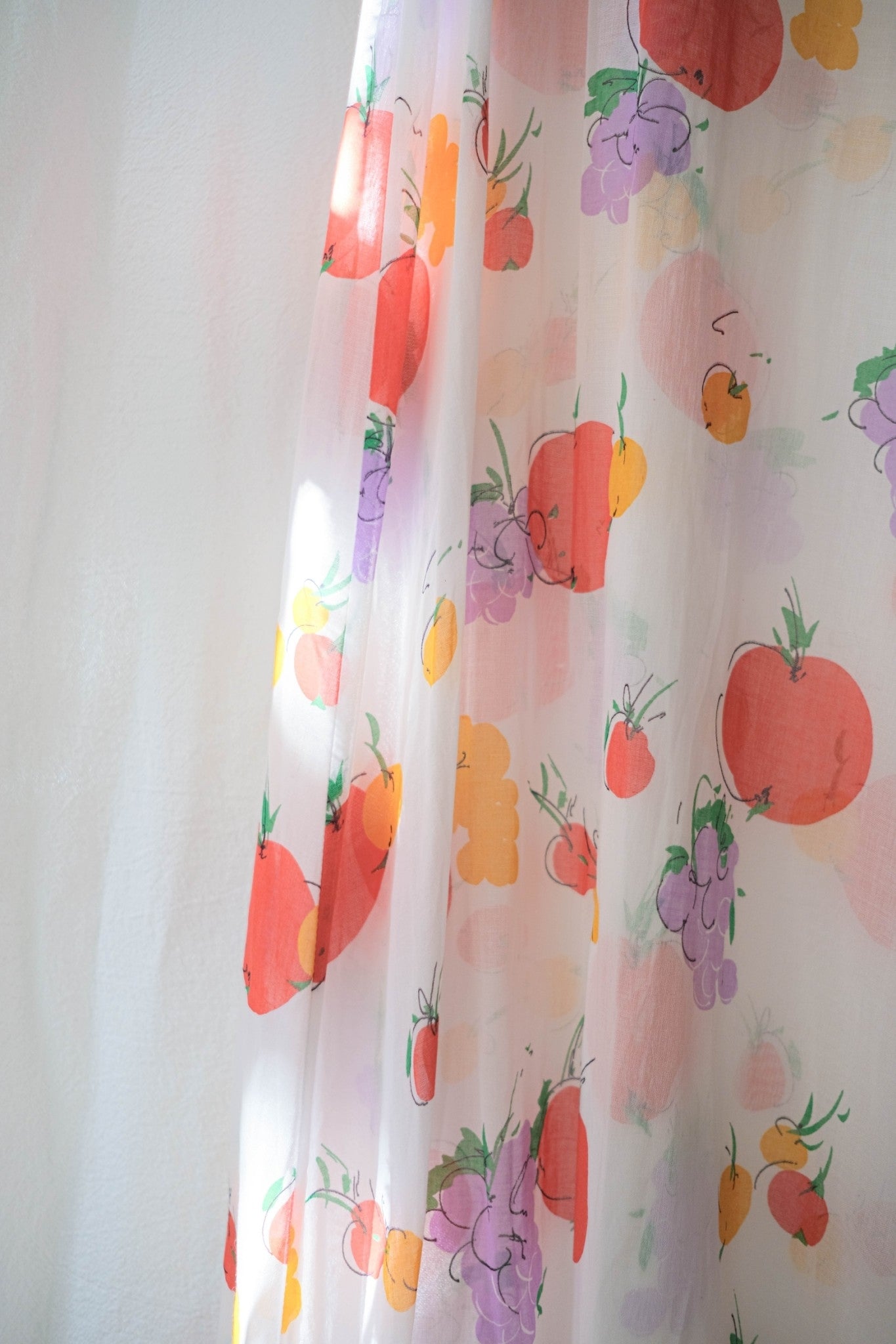 Vintage Butterfly Sleeves Sheer Dress / 蝴蝶袖蔬果透膚洋裝