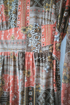 1970's Floral Flare Sleeve Maxi Dress