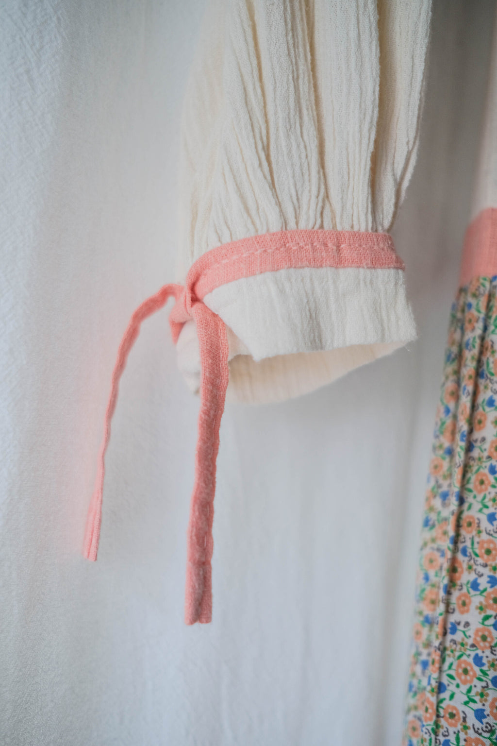 1970’s Tiered Cotton Gauze Belted Dress / 鄉村風棉紗拼接花布蛋糕長裙