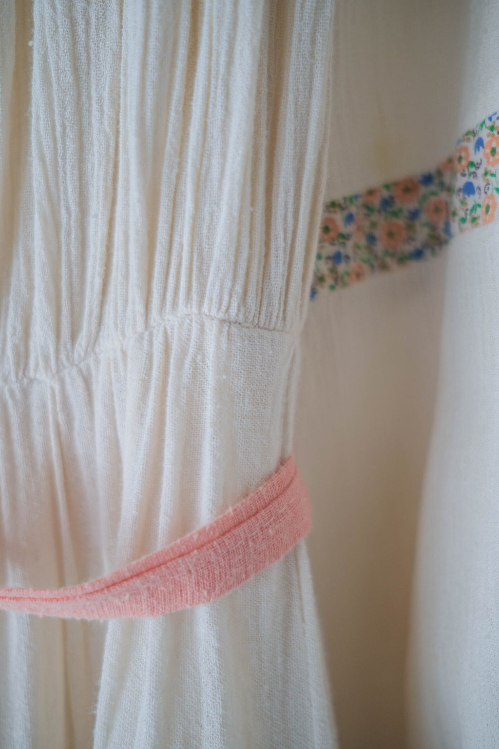 1970’s Tiered Cotton Gauze Belted Dress / 鄉村風棉紗拼接花布蛋糕長裙