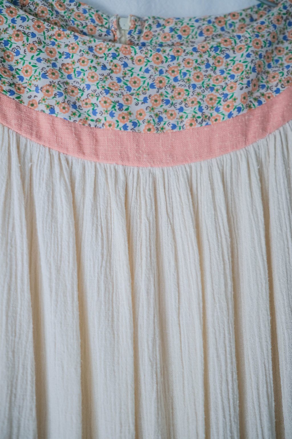 1970’s Tiered Cotton Gauze Belted Dress / 鄉村風棉紗拼接花布蛋糕長裙