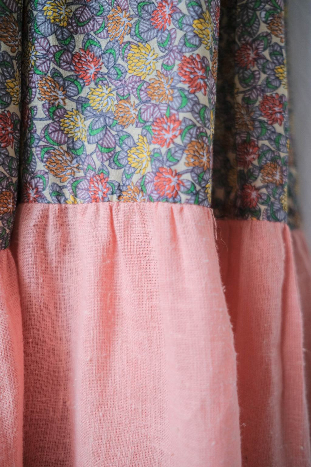 1970’s Tiered Cotton Gauze Belted Dress / 鄉村風棉紗拼接花布蛋糕長裙